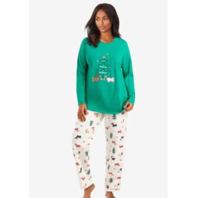 Green Ivory Long Sleeve Knit Pajama Set PSW-7250