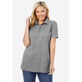 Heather Grey Short Sleeve Polo T-Shirt PSW-7236
