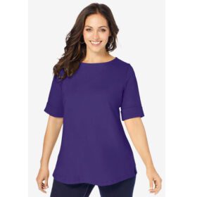 Midnight Violet Boatneck Cuff T-Shirt PSW-7195