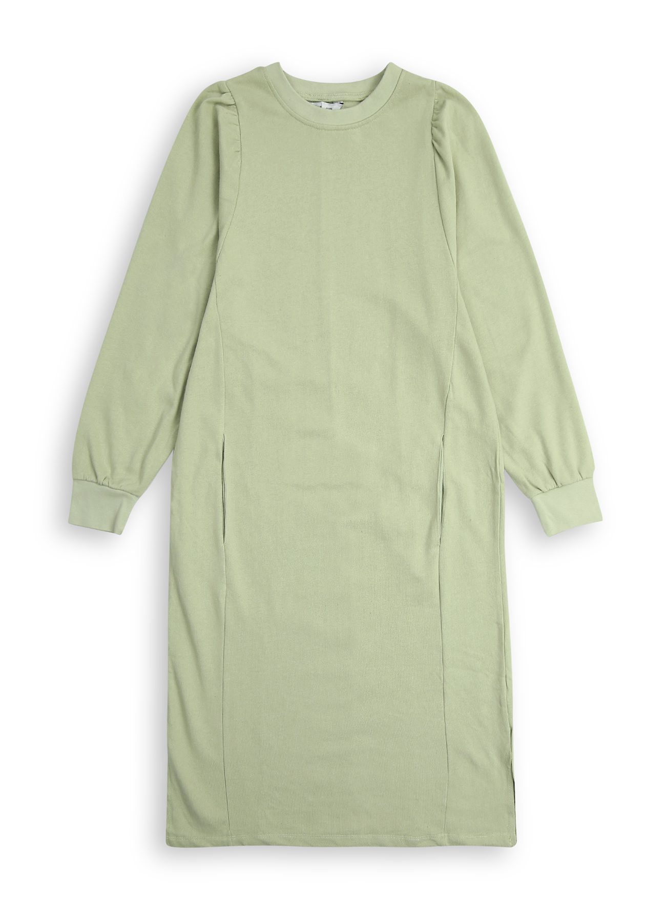 Mint Green blouson Sleeve French Terry Sweatshirt Dress PSW-7286 | Plus ...