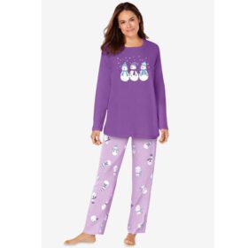 Pretty Violet Snowman Long Sleeve Knit PJ Set PSW-7249