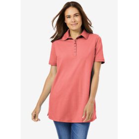 Sweet Coral Short Sleeve Polo Tunic PSW-7233