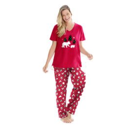 Classic Red Short Sleeve Graphic Tee PJ Set PSW-7122