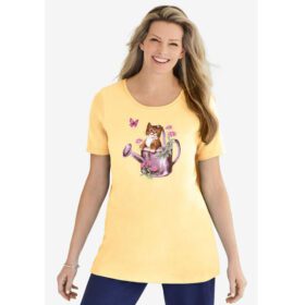 Banana Kitten Floral Crewneck T-Shirt PSW-7323