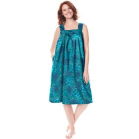Deep Teal Painted Floral Sleeveless Square Neck Lounger PSW-7301
