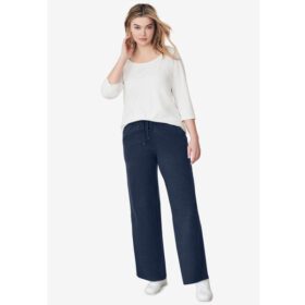 Navy Wide Leg French Terry Sweatpant PSW-7298