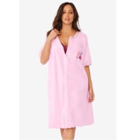 Pink Stripe Heart Satin Trim Cotton Sleepshirt PSW-7362