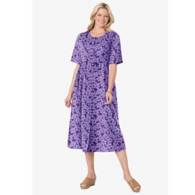 Radiant Purple Pretty Blossom Button Front Essential Dress PSW-7350