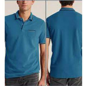 Teal Blue Jersey Big Size Tipped Polo Shirt PSM-7368