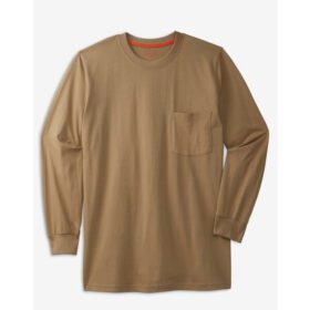 Dark Khaki Heavyweight Crewneck Long Sleeve Pocket T-Shirt PSM-7453