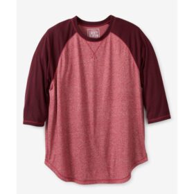 Deep Burgundy Big & Tall Size Crewneck Raglan T-Shirt PSM-7452