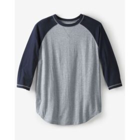 Heather Grey Big & Tall Size Crewneck Raglan T-Shirt PSM-7449