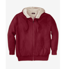 Burgundy Big and Tall Size Sherpa Lined Fleece Hoodie PSM-7492