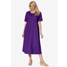 Radiant Purple Button Front Essential Dress PSW-7569