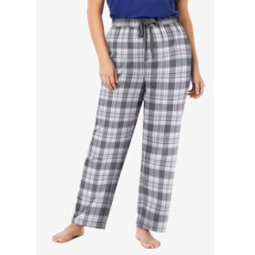 Slate Plaid Check Cotton Plus Size Women Flannel Pants PSW-7529