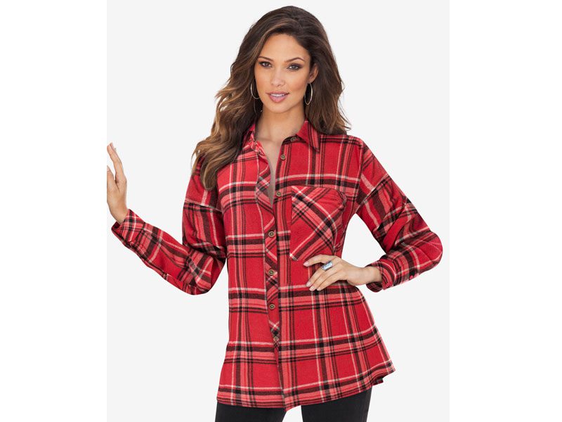 Vivid Red Plaid Shirt PSW-7547 | Plus Size Clothing in Pakistan