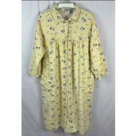 Yellow Printed Flannel Long Night Gown PSW-7527
