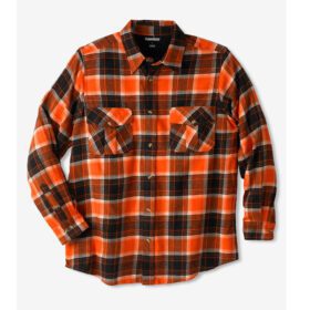 Burnt Orange Plaid Holiday Plaid Flannel Shirt PSM-7587