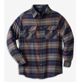 Dark Brown Plaid Holiday Flannel Shirt PSM-7589
