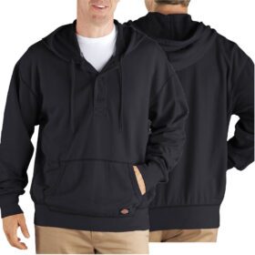Black Regular Fit French Terry Henley Hoodie PSM-7729