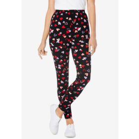 Black Tossed Hearts Stretch Cotton Printed Legging PSW-7790