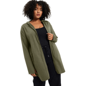 Dark Olive Green Zip-Up French Terry Hoodie PSW-7681