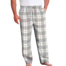 Light Grey Plaid Big & Tall Flannel Plaid Pajama Pants PSM-7763