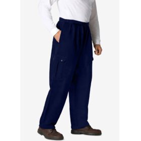 Navy Blue Fleece Big Size Thermal-Lined Cargo Pants PSM-7768