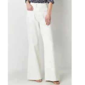 White Flared Wide Leg Jeans PSW-7722
