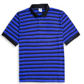 Black & Blue Plus Size Striped Polo Shirt PSM-7868