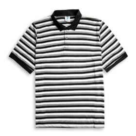Black & White Plus Size Striped Polo Shirt PSM-7867