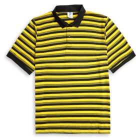 Black & Yellow Plus Size Striped Polo Shirt PSM-7866