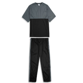 Charcoal Black Block Polyester Plus Size Sportswear Tracksuit PSM-7854
