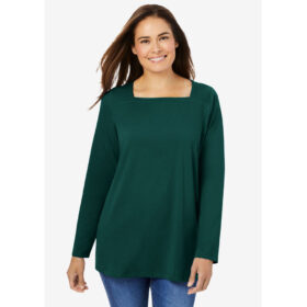 Emerald Green Perfect Long-Sleeve Square-Neck Tee PSW-7949