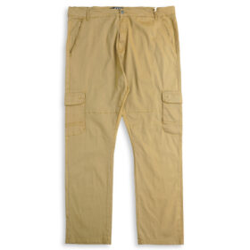 Khaki Cotton Plus Size Cargo Pants PSM-7848