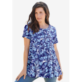 Navy Watercolor Tulip Swing Ultimate Tee with Keyhole Back PSW-8025