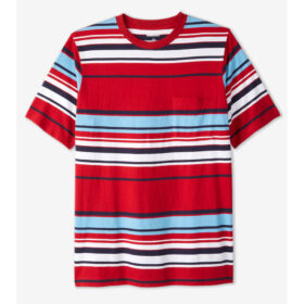 Red Stripe Big & Tall Size Pocket Crewneck T-Shirt PSM-7829