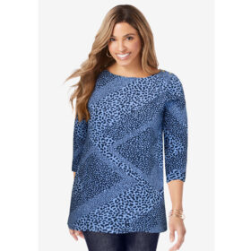 French Blue Patchwork Boatneck Tunic PSW-8134