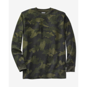 Olive Camo Waffle-Knit Thermal Crewneck Tee PSM-8074