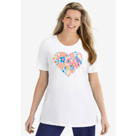 White Heart Graphic Crewneck T-Shirt PSW-8122