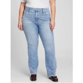 Blue Denim High Rise Vintage Crop Flare Jeans PSW-8200