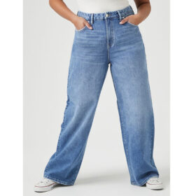 Blue Denim Plus Size High Rise Straight Jeans PSW-8197