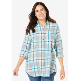 Deep Teal Plaid Classic Flannel Shirt PSW-8240