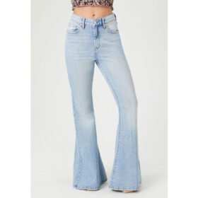 Ice Blue High Rise Vintage Crop Flare Jeans PSW-8199