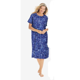 Blue Tie Dye Moon Women Short Sleeve Sleepshirt PSW-8377