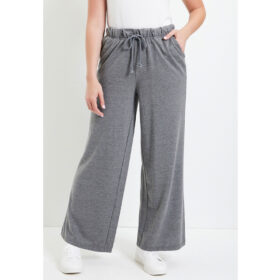 Heather Grey French Terry Wide-Leg Pant PSW-8339