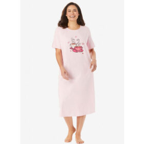 Pink Tea Cup Women Short Sleeve Sleepshirt PSW-8378