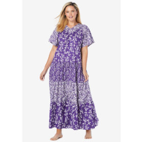 Plum Burst Floral Long Tiered Print Lounger PSW-8276