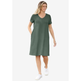 Pine Short Sleeve V-Neck Tee Dress PSW-8502