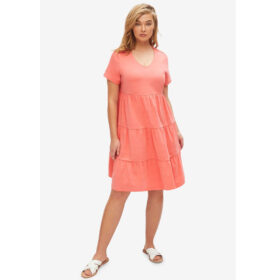 Sweet Coral Tiered Tee Dress PSW-8482